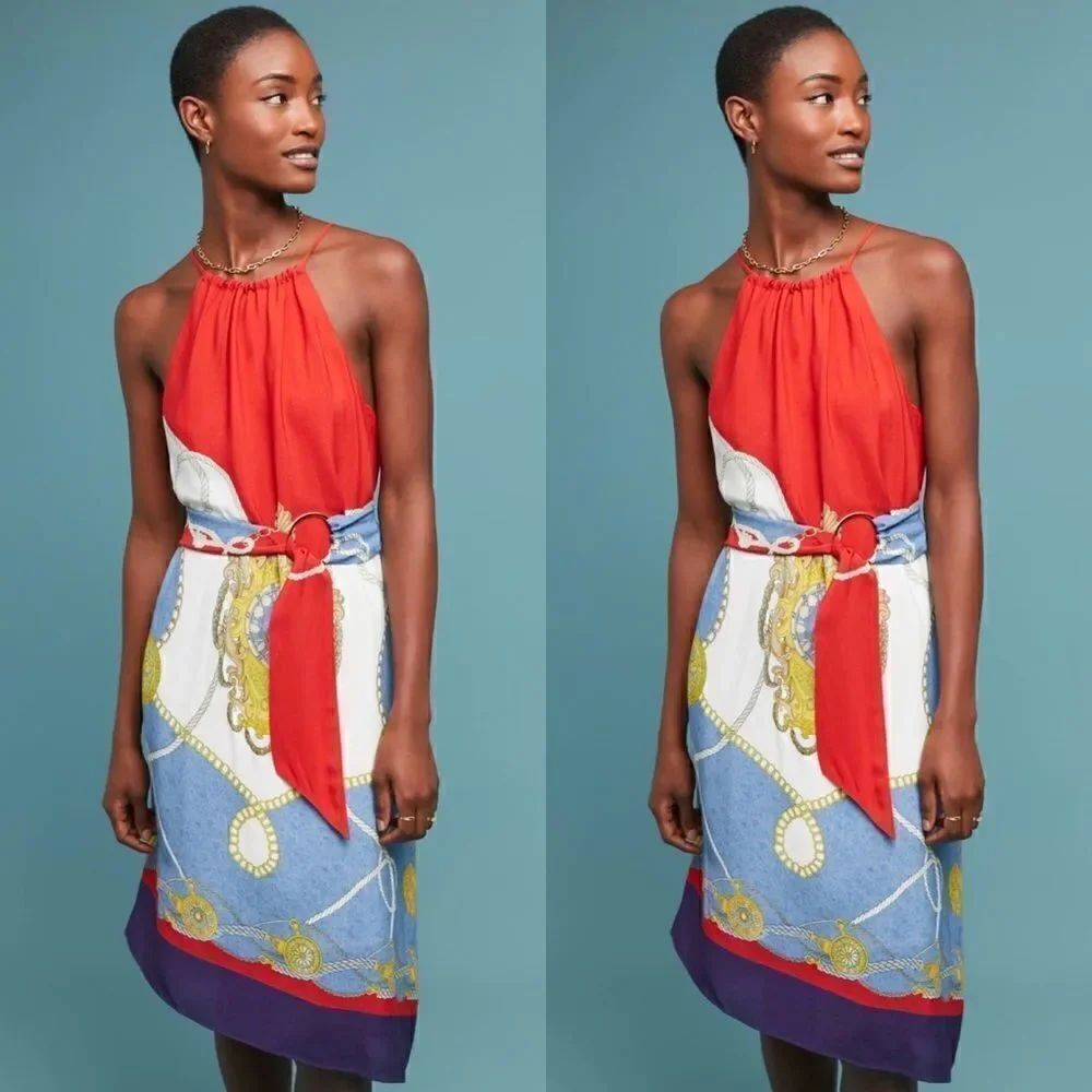 💯 Anthropologie Maeve Onsen Scarf-Printed Dress